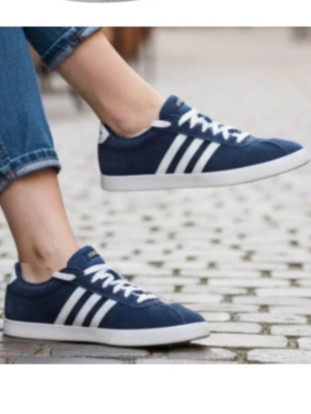 adidas Navy and White Neo Courtset Suede Sneakers